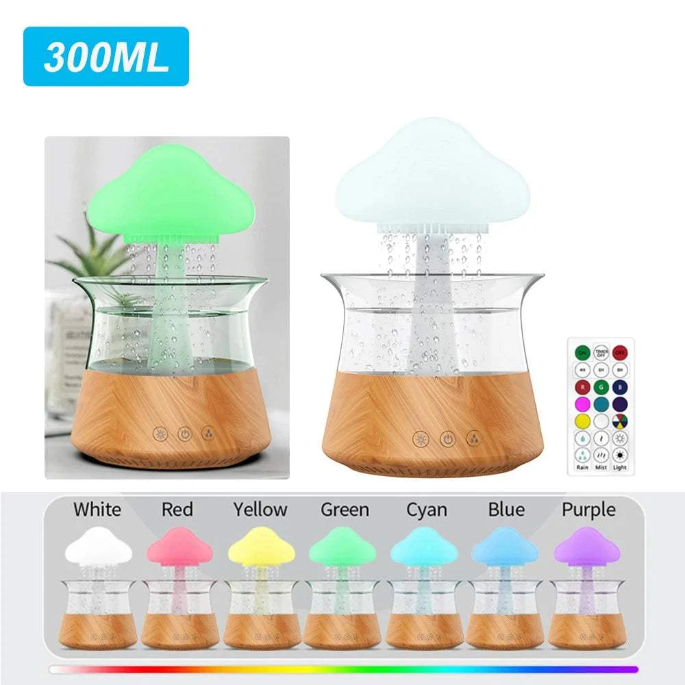 Mushroom Air Humidifier Home Bedroom Aromatherapy Lamp Calming Water Drops Sounds Diffuser Humidifier Rain Cloud Night LightExpress Global Mart  SPECIFICATIONSBrand Name: alloetHumidification Method: Mist DischargePower (W): 5wVoltage (V): 5VNoise: &lt;36dbOrigin: Mainland ChinaCapacity: &lt;1LModel Number: HMushroom Air Humidifier Home Bedroom Aromatherapy Lamp Calming Water DDSers