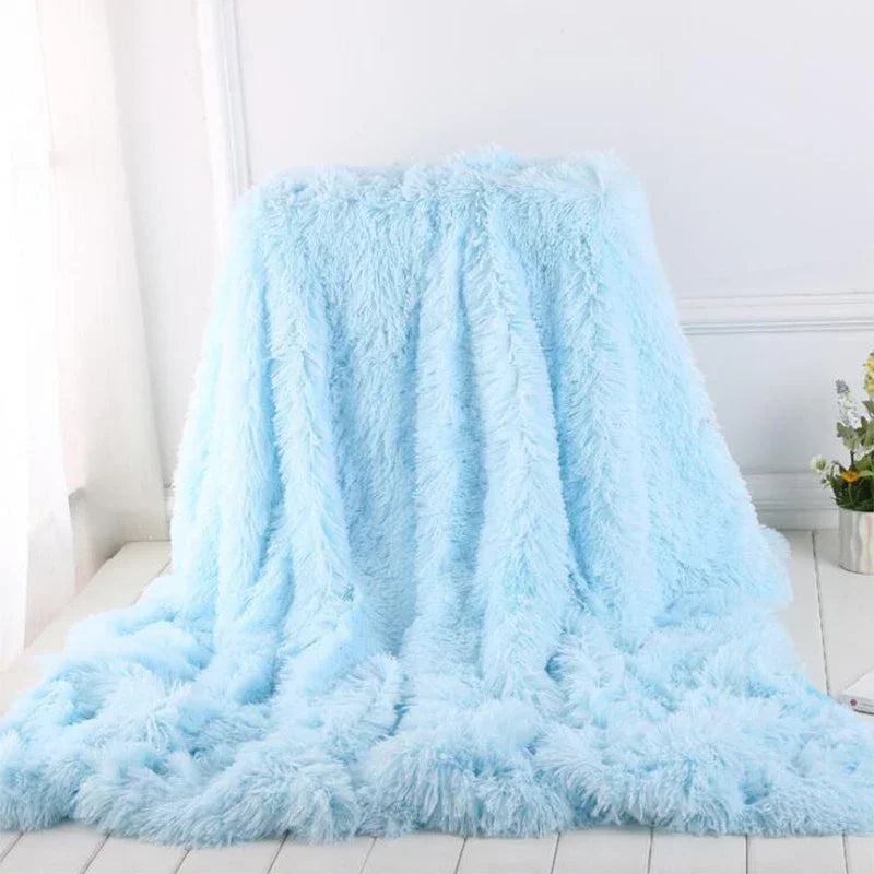 Shaggy Super Soft Coral Fleece Blanket Warm Cozy Bedding Blanket Fluffy Sofa Bedding Airplane Hotel Throw Sofa Pillowcases Sale