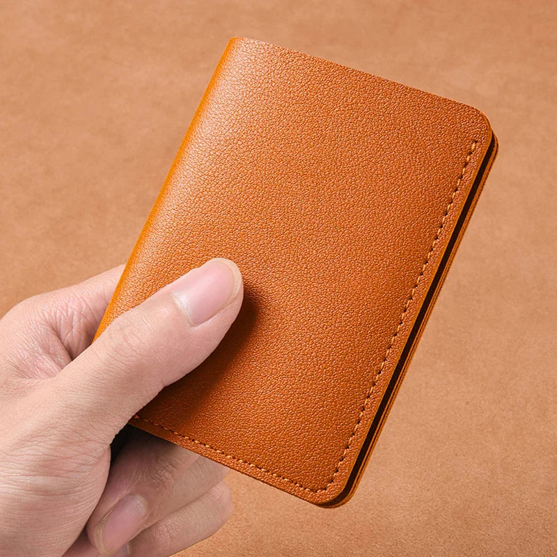 2024 New Women's Wallet Simplified Folding Button Small Wallet Driver's License Card Bag Male Student Soft Leather Wallet