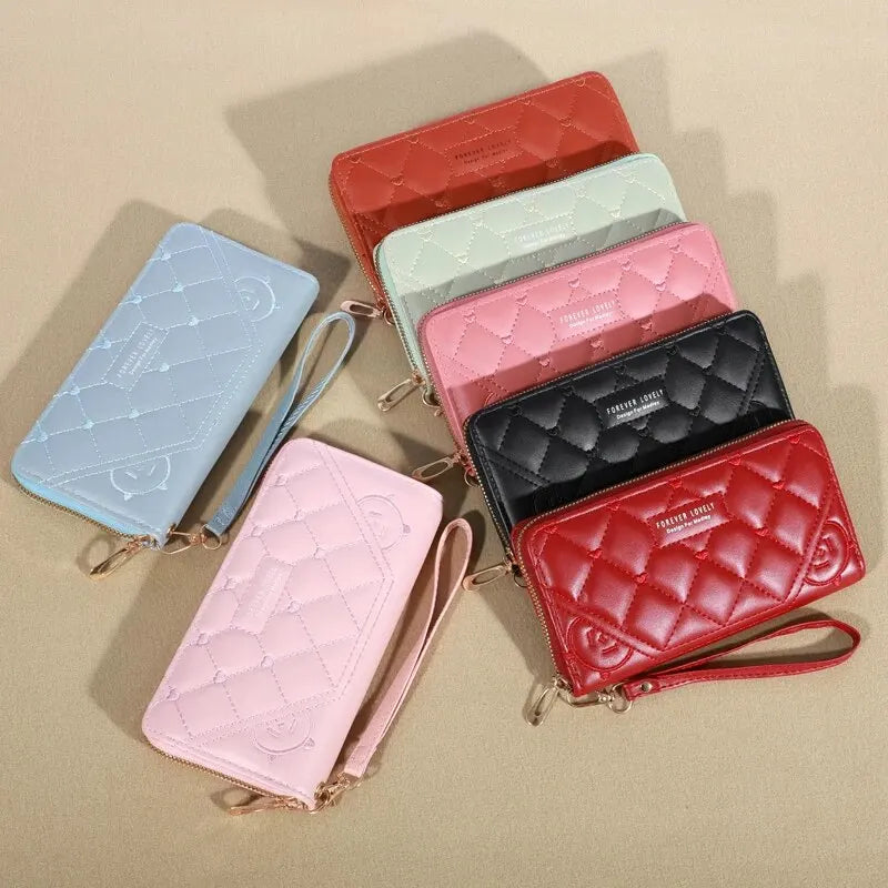 New Wallet Women's European and American Card Bag Zipper Handbag Embroidered Mobile Phone Bag