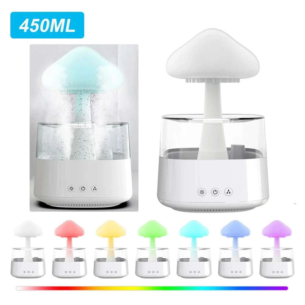 Mushroom Air Humidifier Home Bedroom Aromatherapy Lamp Calming Water Drops Sounds Diffuser Humidifier Rain Cloud Night LightExpress Global Mart  SPECIFICATIONSBrand Name: alloetHumidification Method: Mist DischargePower (W): 5wVoltage (V): 5VNoise: &lt;36dbOrigin: Mainland ChinaCapacity: &lt;1LModel Number: HMushroom Air Humidifier Home Bedroom Aromatherapy Lamp Calming Water DDSers