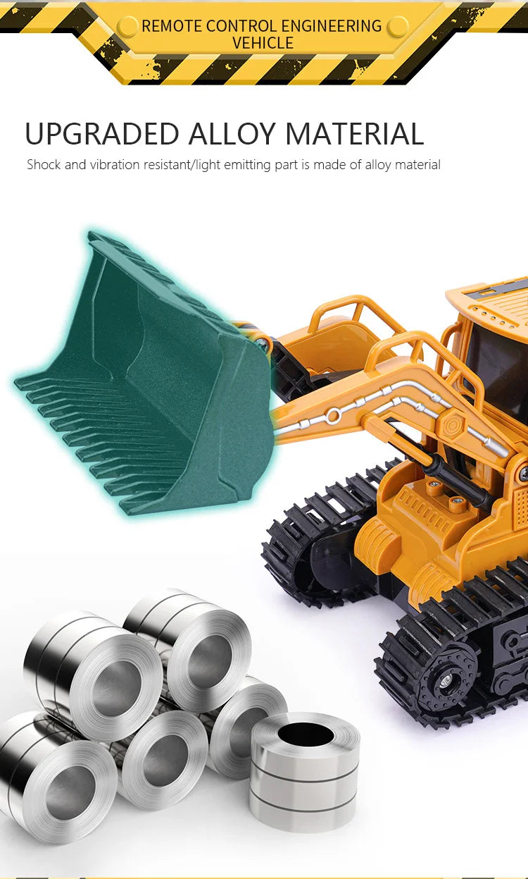 2.4G RC Excavator Children Remote Control Model Car Engineering Dump Truck Bulldozer High Tech Remote Control Car Children Toys