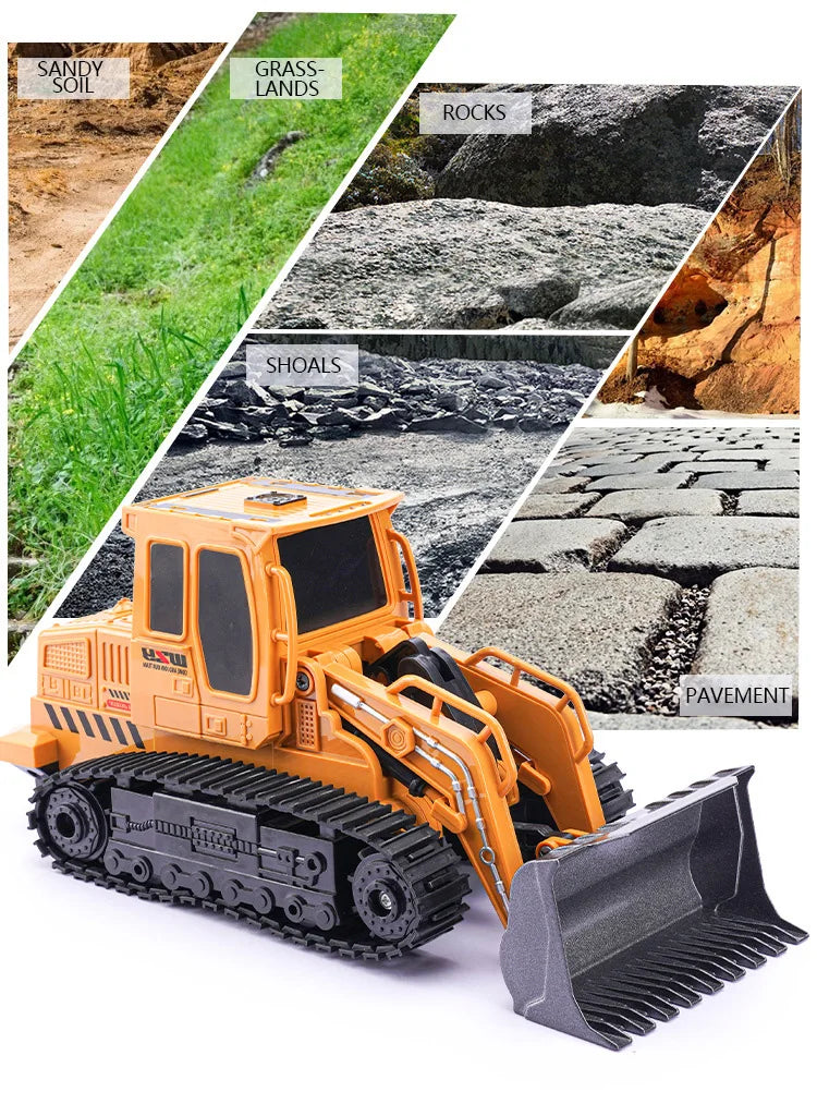 2.4G RC Excavator Children Remote Control Model Car Engineering Dump Truck Bulldozer High Tech Remote Control Car Children Toys