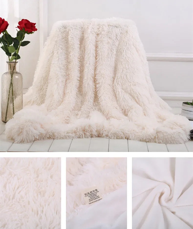 Shaggy Super Soft Coral Fleece Blanket Warm Cozy Bedding Blanket Fluffy Sofa Bedding Airplane Hotel Throw Sofa Pillowcases Sale