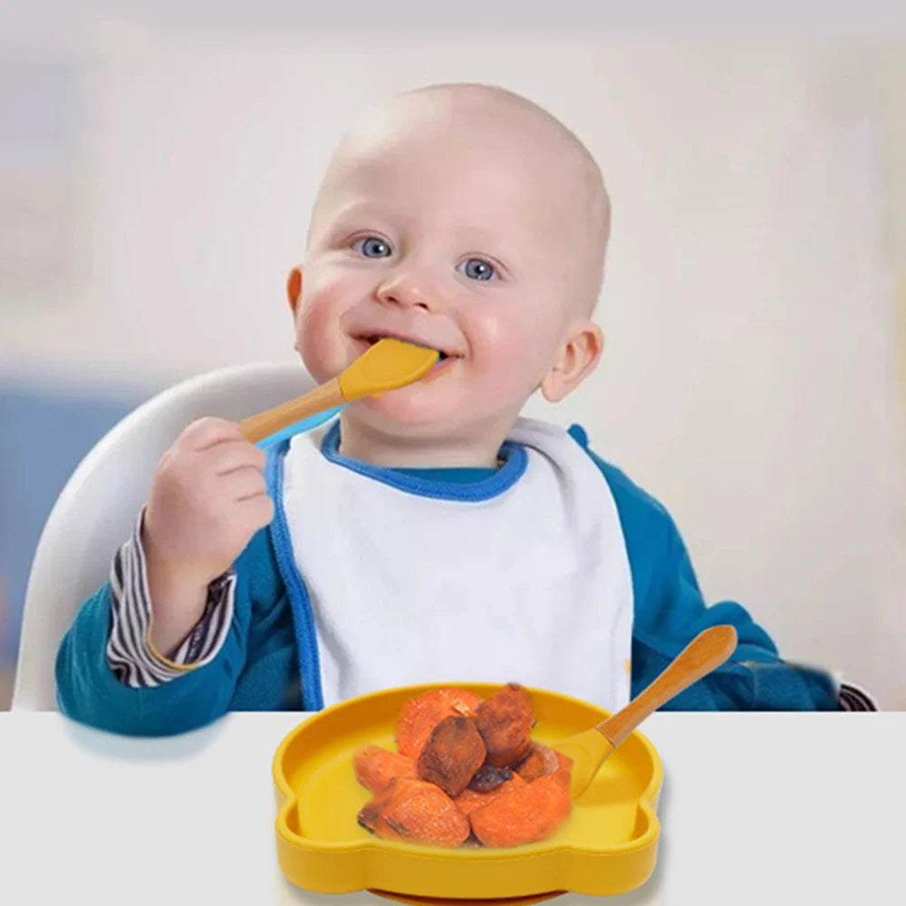 Food-grade Silicone Baby Products Baby Eating Spoon Training Water Spoon Children's Tableware Complementary Food Spoon Fork