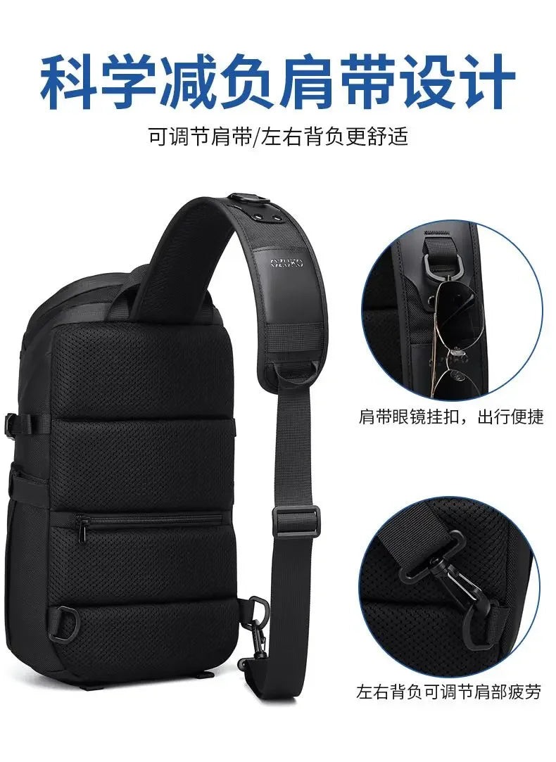 Ozuko Anti-Theft Short Travel Messenger Sling  Cross bag men Waterproof USB Man Crossbody Bag Fashion Designer Chest Bag