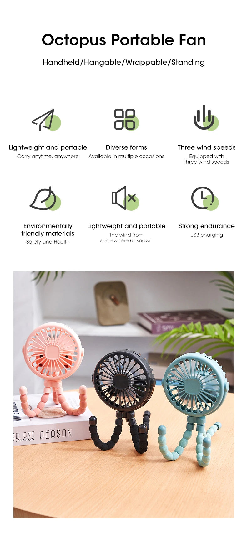 Baby Fan for Cart Stroller 3 Speeds Fans Portable Outdoor Fan Clip On for Baby USB Rechargeable Handheld Electric Fan for Home