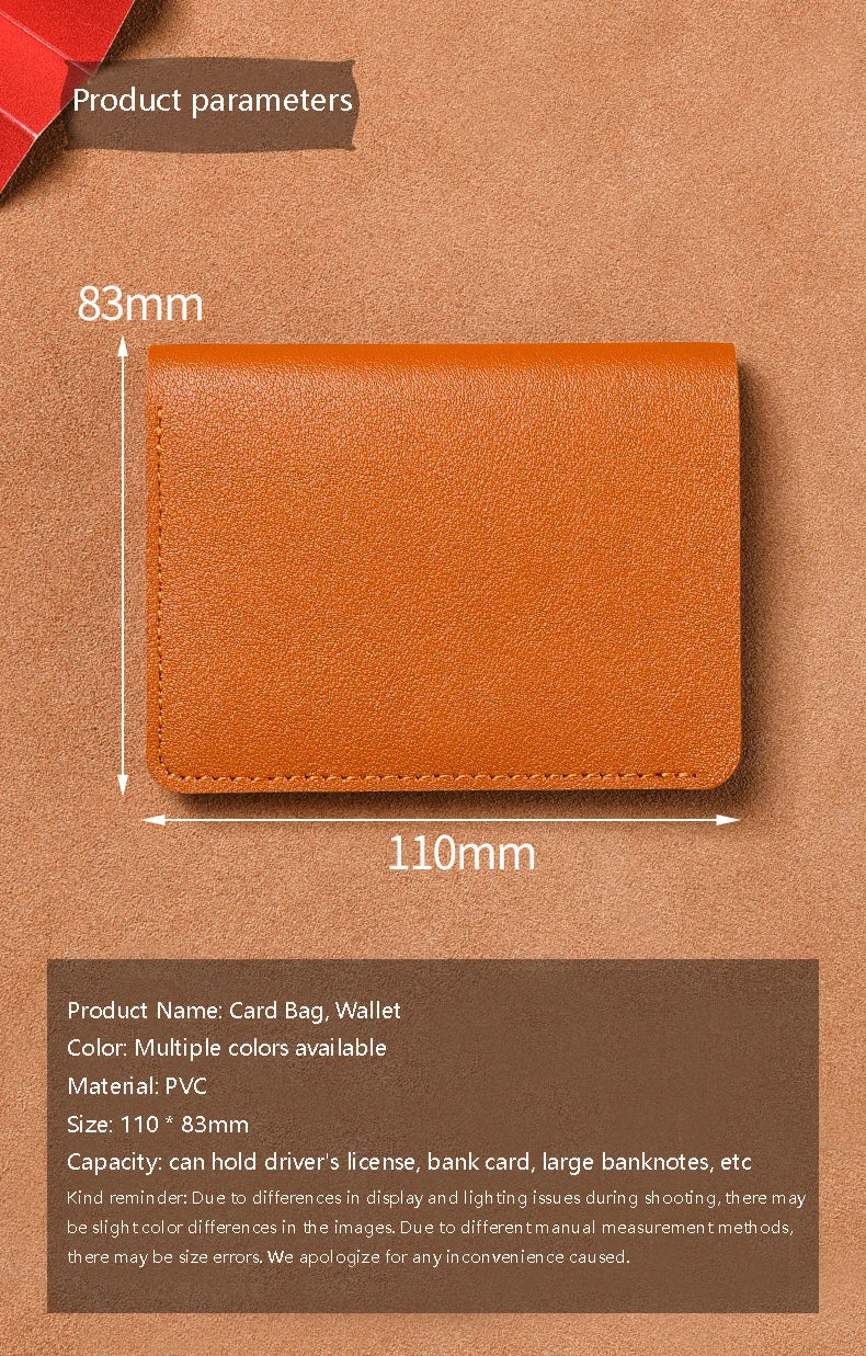 2024 New Women's Wallet Simplified Folding Button Small Wallet Driver's License Card Bag Male Student Soft Leather Wallet