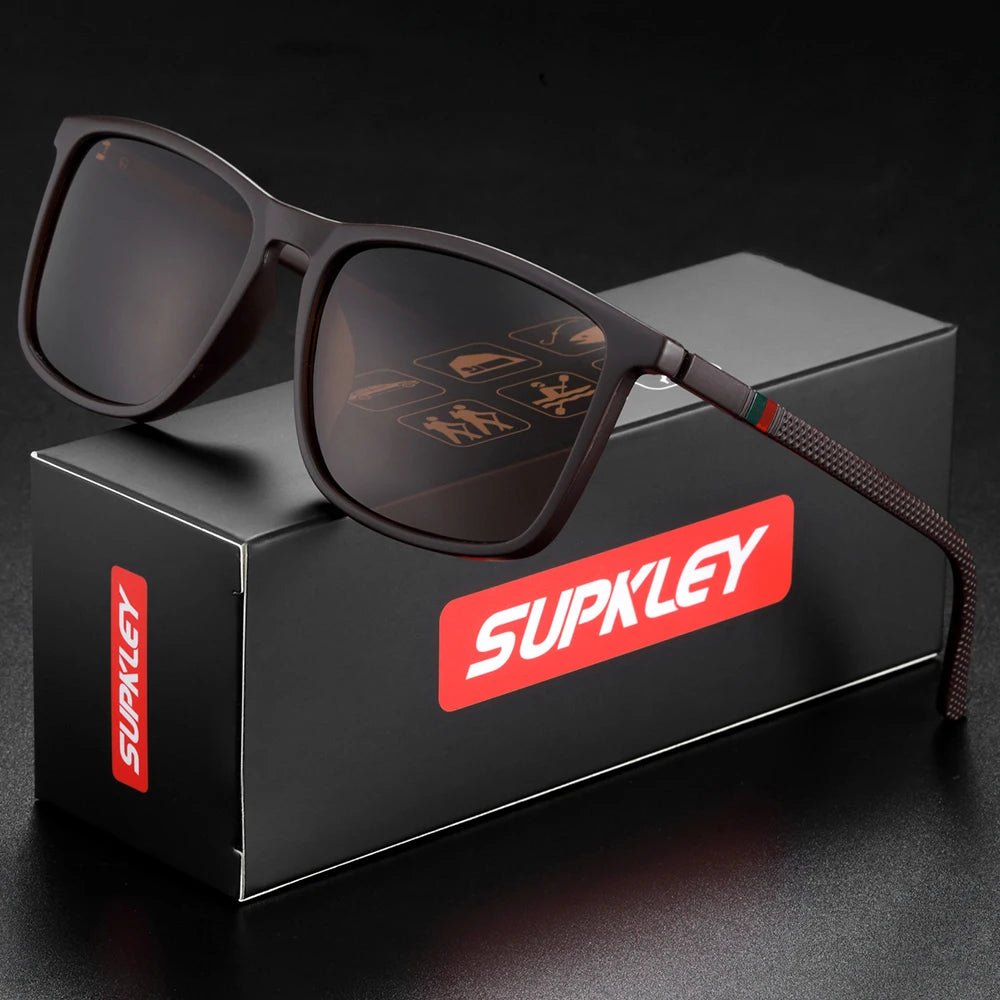 SUPKLEY Square Sunglasses for Men Polarized Light Weight Business Sun Glasses Women Driving Hiking Comfortable Eyewear Accessory