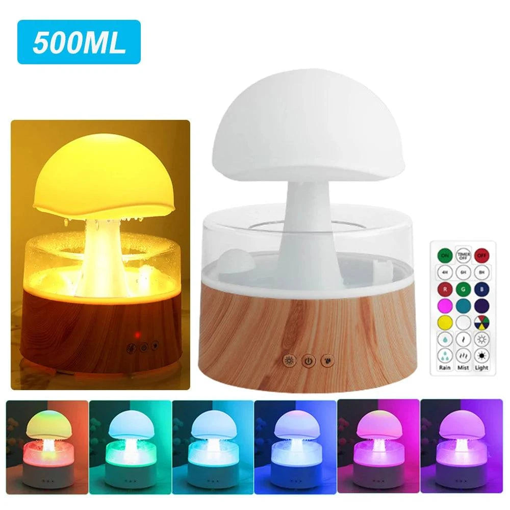 Mushroom Air Humidifier Home Bedroom Aromatherapy Lamp Calming Water Drops Sounds Diffuser Humidifier Rain Cloud Night LightExpress Global Mart  SPECIFICATIONSBrand Name: alloetHumidification Method: Mist DischargePower (W): 5wVoltage (V): 5VNoise: &lt;36dbOrigin: Mainland ChinaCapacity: &lt;1LModel Number: HMushroom Air Humidifier Home Bedroom Aromatherapy Lamp Calming Water DDSers