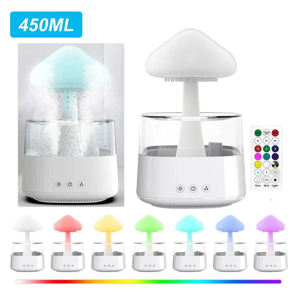 Mushroom Air Humidifier Home Bedroom Aromatherapy Lamp Calming Water Drops Sounds Diffuser Humidifier Rain Cloud Night LightExpress Global Mart  SPECIFICATIONSBrand Name: alloetHumidification Method: Mist DischargePower (W): 5wVoltage (V): 5VNoise: &lt;36dbOrigin: Mainland ChinaCapacity: &lt;1LModel Number: HMushroom Air Humidifier Home Bedroom Aromatherapy Lamp Calming Water DDSers