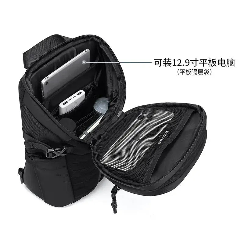 Ozuko Anti-Theft Short Travel Messenger Sling  Cross bag men Waterproof USB Man Crossbody Bag Fashion Designer Chest Bag