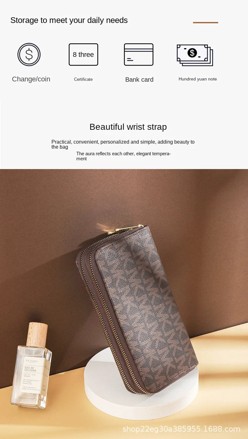 Long Wallet for Women Female vintage Coin Purse Card Holder Wallets Double Zipper PU Leather Clutch Bags Luxury Money Phone Bag