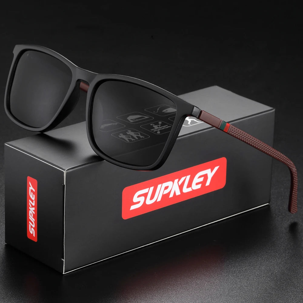 SUPKLEY Square Sunglasses for Men Polarized Light Weight Business Sun Glasses Women Driving Hiking Comfortable Eyewear Accessory