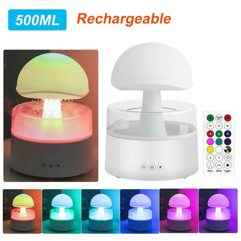 Mushroom Air Humidifier Home Bedroom Aromatherapy Lamp Calming Water Drops Sounds Diffuser Humidifier Rain Cloud Night LightExpress Global Mart  SPECIFICATIONSBrand Name: alloetHumidification Method: Mist DischargePower (W): 5wVoltage (V): 5VNoise: &lt;36dbOrigin: Mainland ChinaCapacity: &lt;1LModel Number: HMushroom Air Humidifier Home Bedroom Aromatherapy Lamp Calming Water DDSers