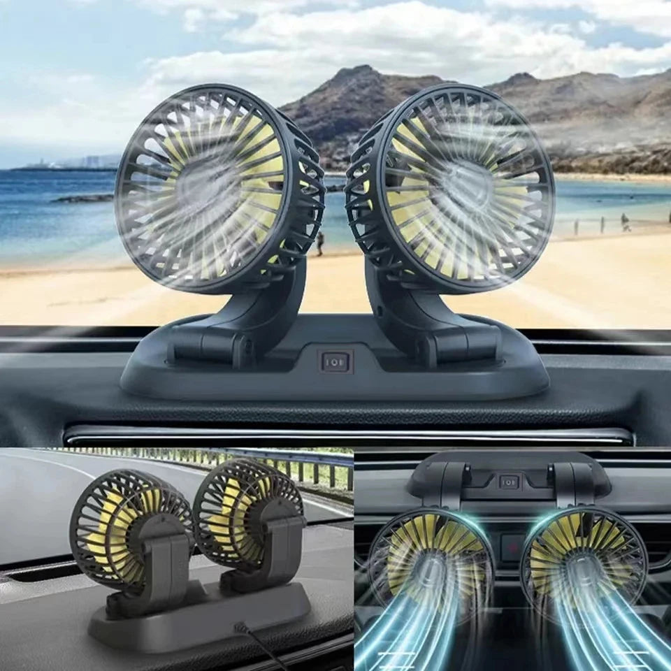 5V 12V 24V Car Fan Cooling Car Fan Dual Head Usb Car Fan 2 Speeds Adjustable Auto Cooler Air Fan Car Accessories Wind Regulation