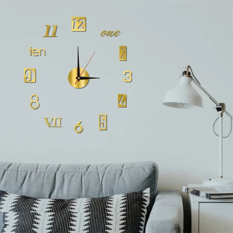 Creative Frameless DlY Wall Clock WallDecal Home Silent Clock Living RoomOffice Wall Decoration