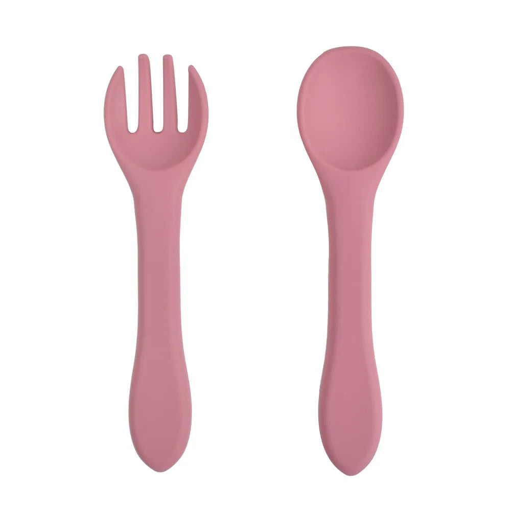 Food-grade Silicone Baby Products Baby Eating Spoon Training Water Spoon Children's Tableware Complementary Food Spoon Fork