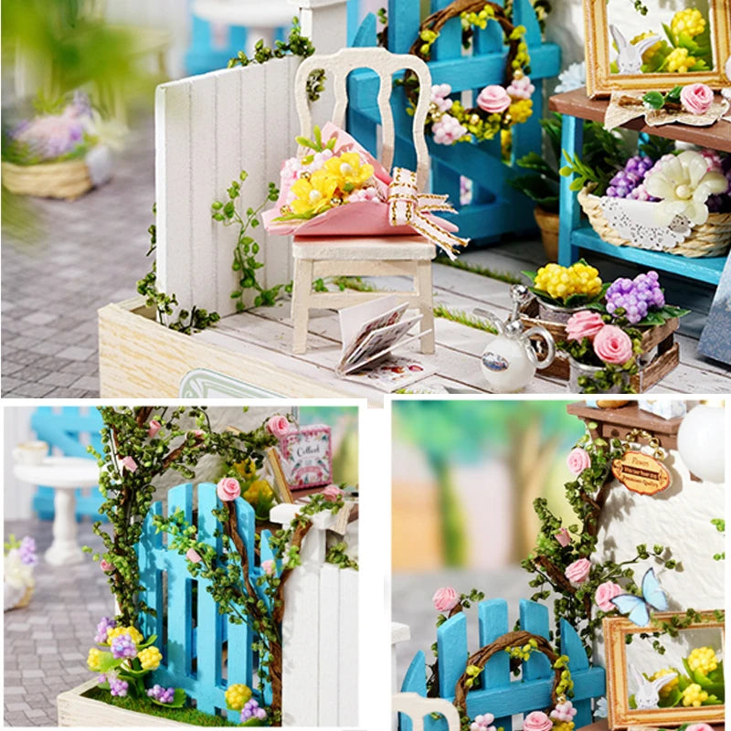 Wooden Miniature Doll House DIY Small House Kit Making Room Toys 3D Puzzle Assembly Building Model Toys for Birthday Gifts