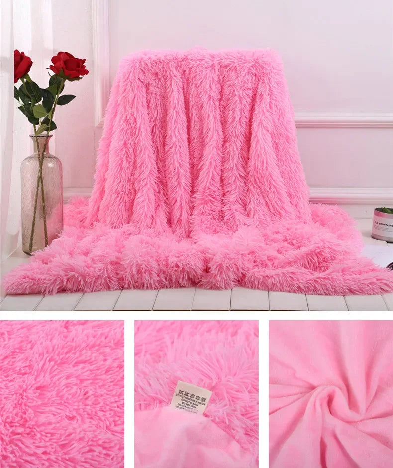 Shaggy Super Soft Coral Fleece Blanket Warm Cozy Bedding Blanket Fluffy Sofa Bedding Airplane Hotel Throw Sofa Pillowcases Sale