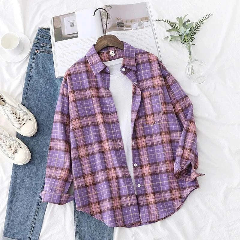 Loose Women’Express Global Mart  Product Description
Add a touch of casual elegance to your wardrobe with the Loose Women’s Plaid Shirt. This versatile shirt is designed with a relaxed fit, making iLoose Women’s Plaid ShirtDSers