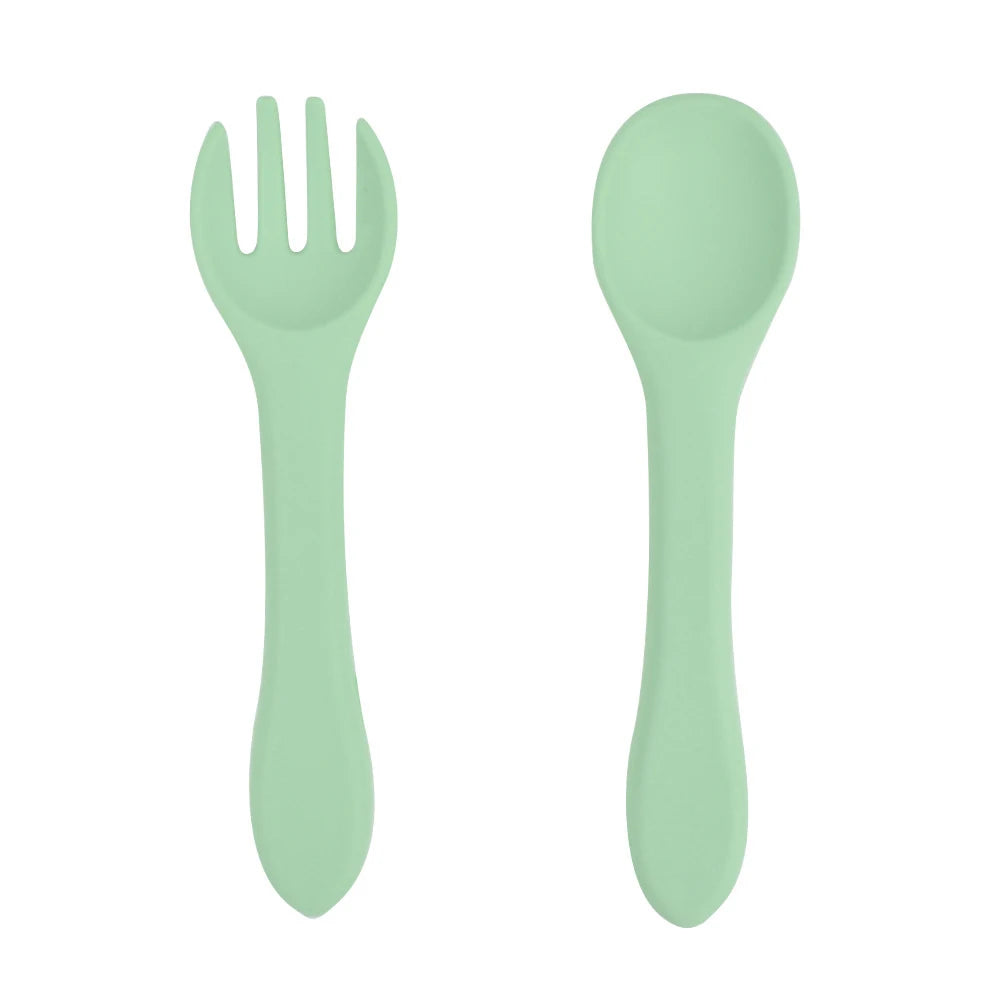 Food-grade Silicone Baby Products Baby Eating Spoon Training Water Spoon Children's Tableware Complementary Food Spoon Fork