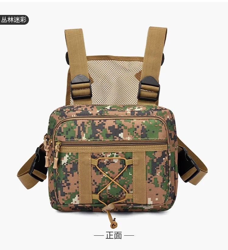 Outdoor Camouflage Tactical Bag Personality Tooling Functional Vest Bag Oxford Cloth Double Plus Backpack Men Women Chest Bag