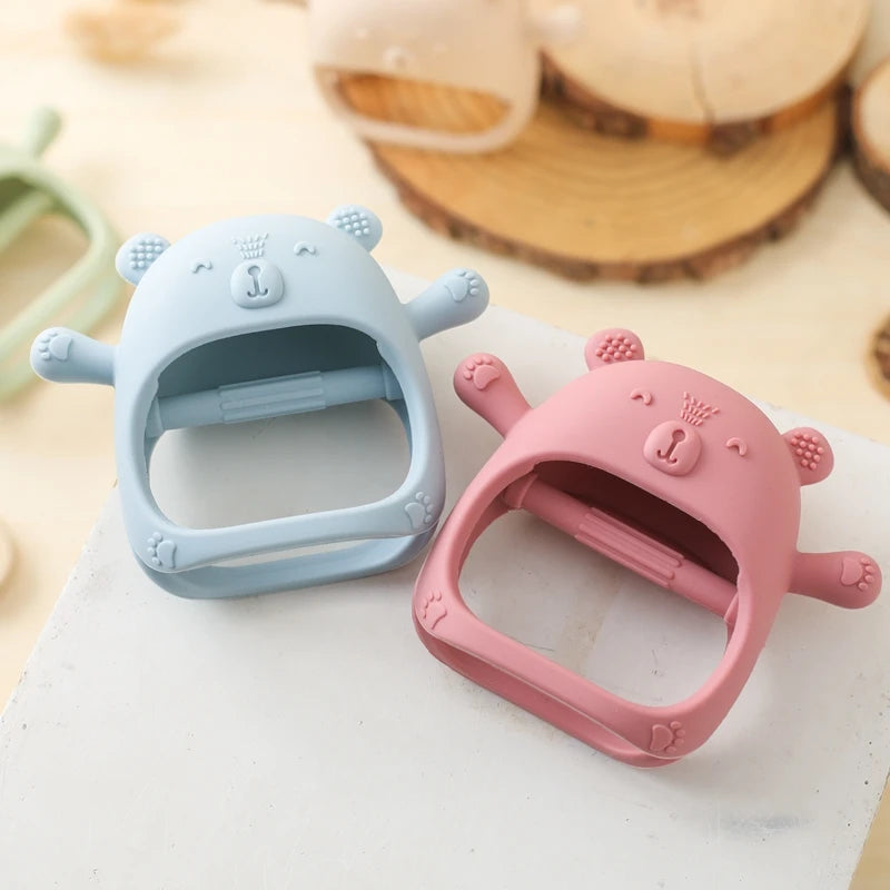 Baby Teether Gloves Kids Cartoon Bear Teething Silicone Dental Care Gums Anti-eating Hand Molar Stick BPA Free Baby Accessorie