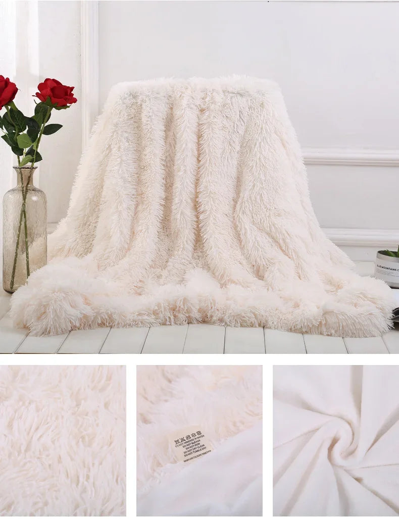 Shaggy Super Soft Coral Fleece Blanket Warm Cozy Bedding Blanket Fluffy Sofa Bedding Airplane Hotel Throw Sofa Pillowcases Sale