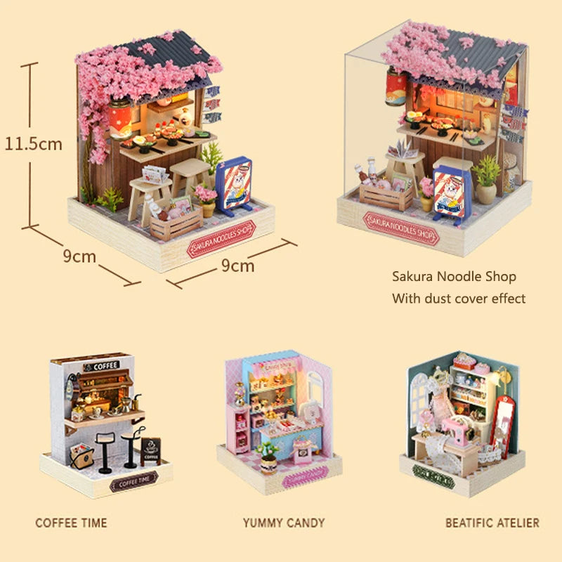 Wooden Miniature Doll House DIY Small House Kit Making Room Toys 3D Puzzle Assembly Building Model Toys for Birthday Gifts