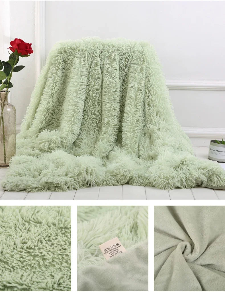 Shaggy Super Soft Coral Fleece Blanket Warm Cozy Bedding Blanket Fluffy Sofa Bedding Airplane Hotel Throw Sofa Pillowcases Sale