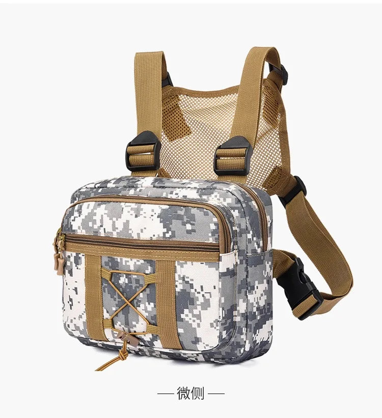 Outdoor Camouflage Tactical Bag Personality Tooling Functional Vest Bag Oxford Cloth Double Plus Backpack Men Women Chest Bag