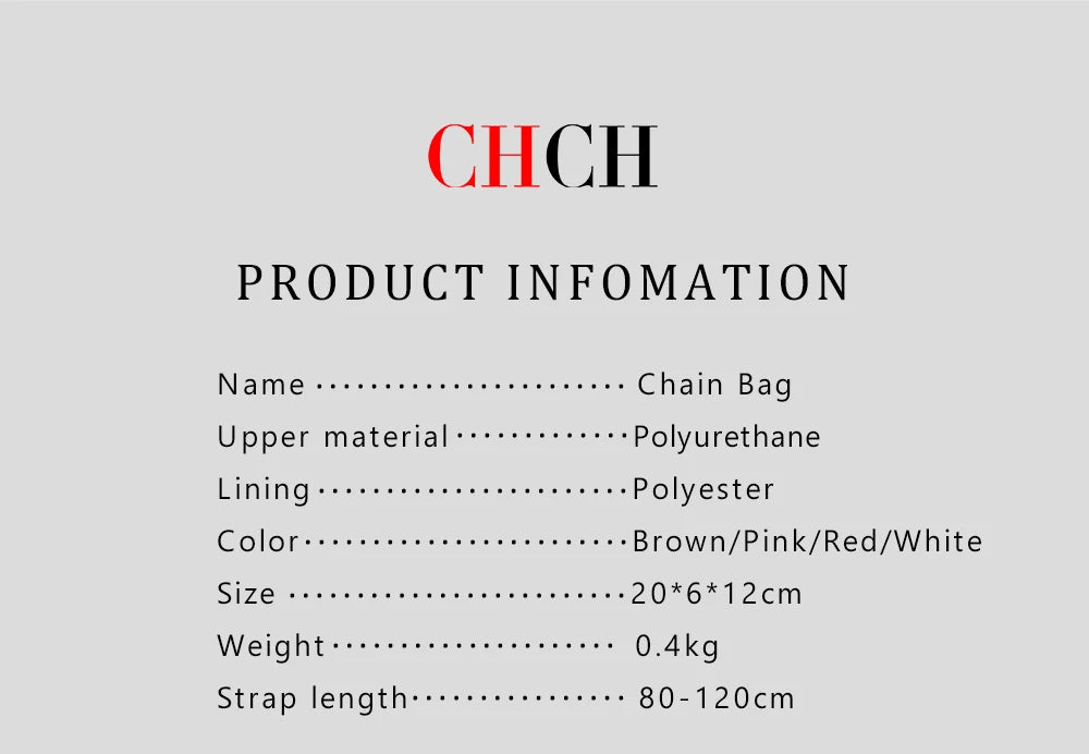 CH Ladies Chain Bag Exquisite Craftsmanship Light Luxury Design New 2024 Chain Bag Letter Element Women's Crossbody Bag