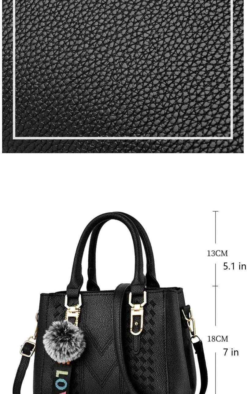 Embroidery messenger bags for women, bucket shape, everyday handbag, black with textured design.