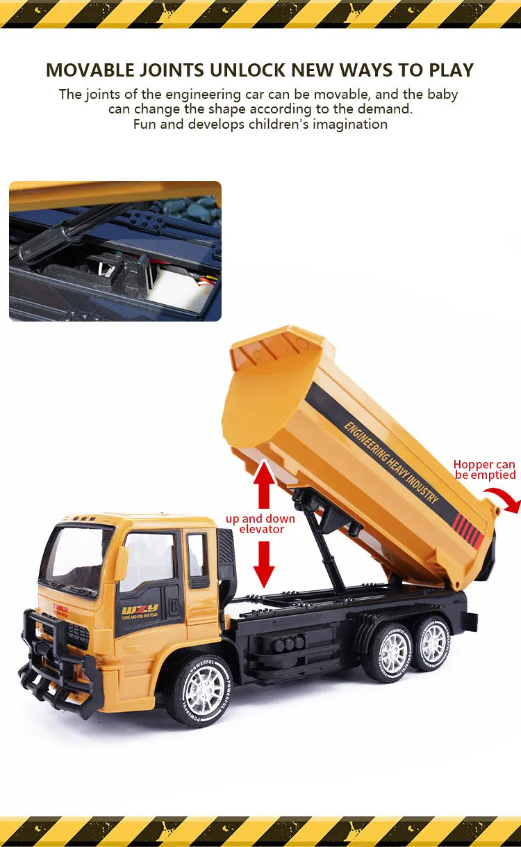 2.4G RC Excavator Children Remote Control Model Car Engineering Dump Truck Bulldozer High Tech Remote Control Car Children Toys