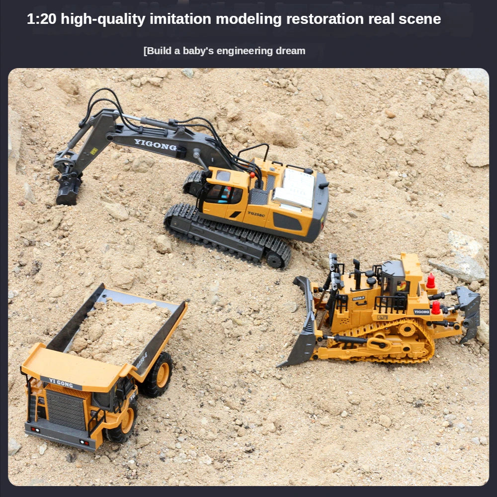 2.4G RC Excavator Children Remote Control Model Car Engineering Dump Truck Bulldozer High Tech Remote Control Car Children Toys