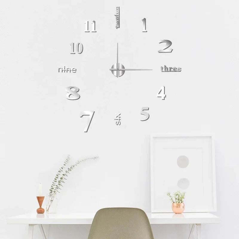 Creative Frameless DlY Wall Clock WallDecal Home Silent Clock Living RoomOffice Wall Decoration