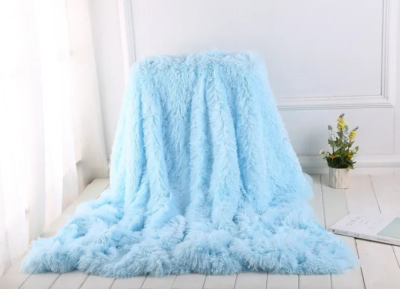 Shaggy Super Soft Coral Fleece Blanket Warm Cozy Bedding Blanket Fluffy Sofa Bedding Airplane Hotel Throw Sofa Pillowcases Sale