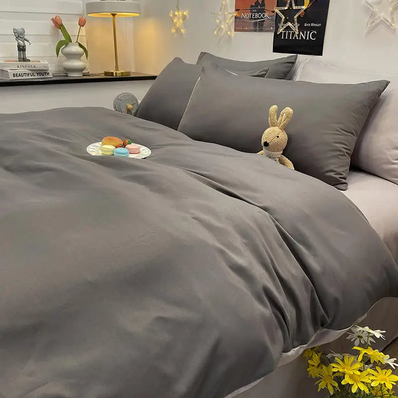 Bonenjoy 1 pc housse de couette 220x240 Dark Gray Color Duvet Cover Double Size funda nordica cama 150 Queen/King Size Bed Cover