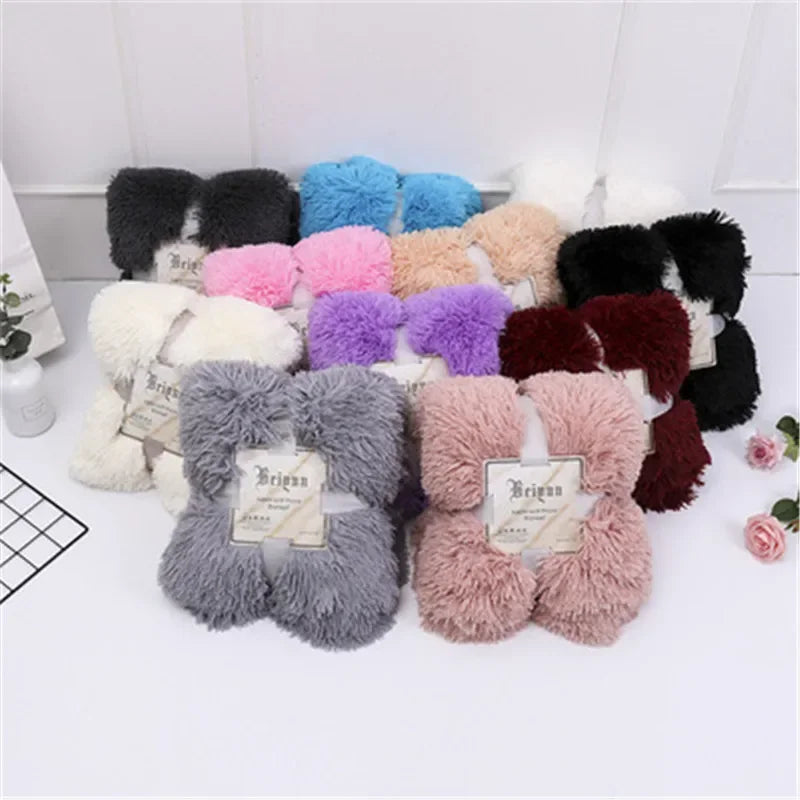 Shaggy Super Soft Coral Fleece Blanket Warm Cozy Bedding Blanket Fluffy Sofa Bedding Airplane Hotel Throw Sofa Pillowcases Sale