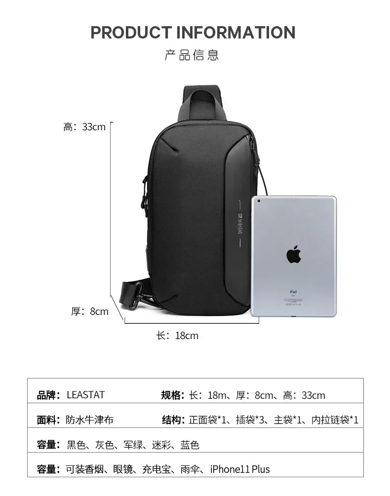 Men Anti-theft Multifunction USB Shoulder Bag Waterproof Travel Messenger Crossbody Sling Chest Bag PackExpress Global Mart  SPECIFICATIONSBrand Name: OZUKOOrigin: Mainland ChinaHign-concerned Chemical: noneMain Material: OxfordLining Material: POLYESTERShape: FLAPStyle: fashionPattern TypMen Anti-theft Multifunction USB Shoulder Bag Waterproof Travel MessenExpress Global Mart 