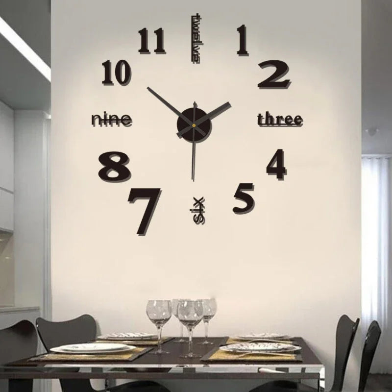 Creative Frameless DlY Wall Clock WallDecal Home Silent Clock Living RoomOffice Wall Decoration