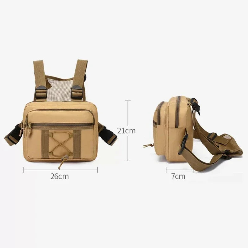 Outdoor Camouflage Tactical Bag Personality Tooling Functional Vest Bag Oxford Cloth Double Plus Backpack Men Women Chest Bag