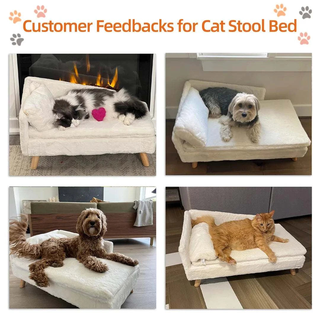 Dog Sofa Bed Cat Cushion Chairs Stool L Shape Soft Warm Nesting Couch with Rubber Wooden Legs