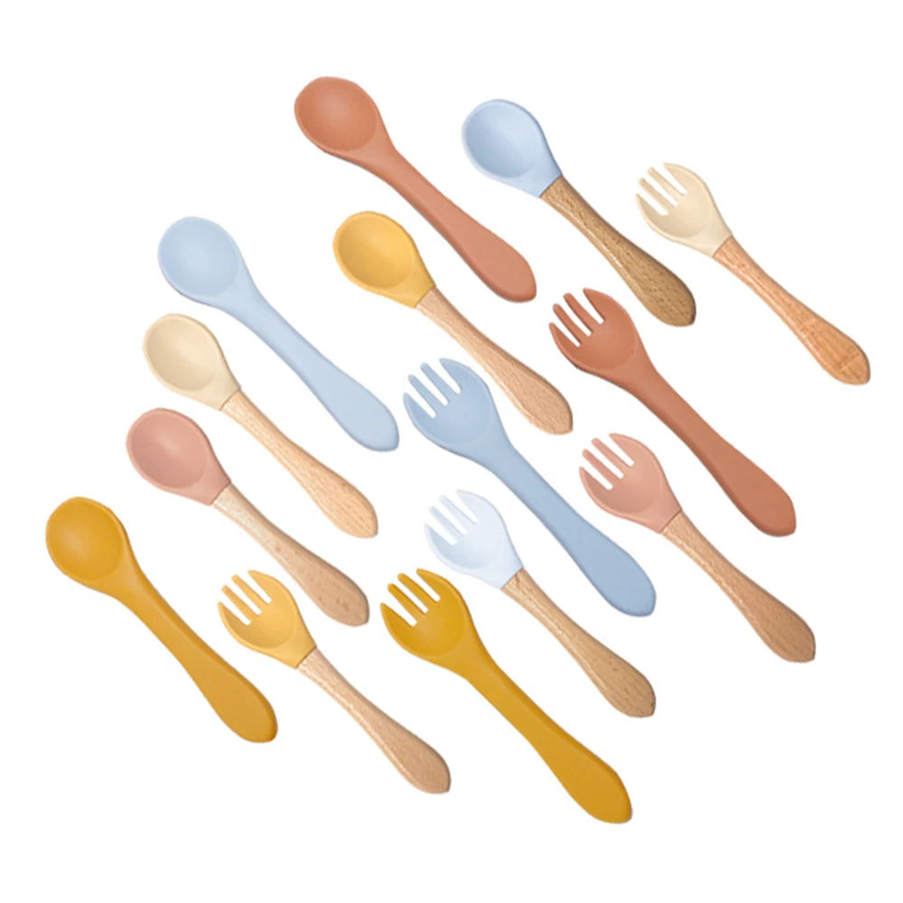 Food-grade Silicone Baby Products Baby Eating Spoon Training Water Spoon Children's Tableware Complementary Food Spoon Fork