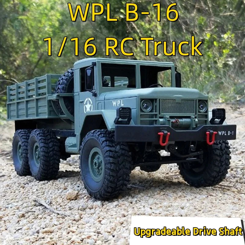 WPL 1:16 B16 2.4G Remote Control Military Truck RTR/KIT Version Six-Wheel Drive Simulation Toy Climbing Car Model Holiday Gift