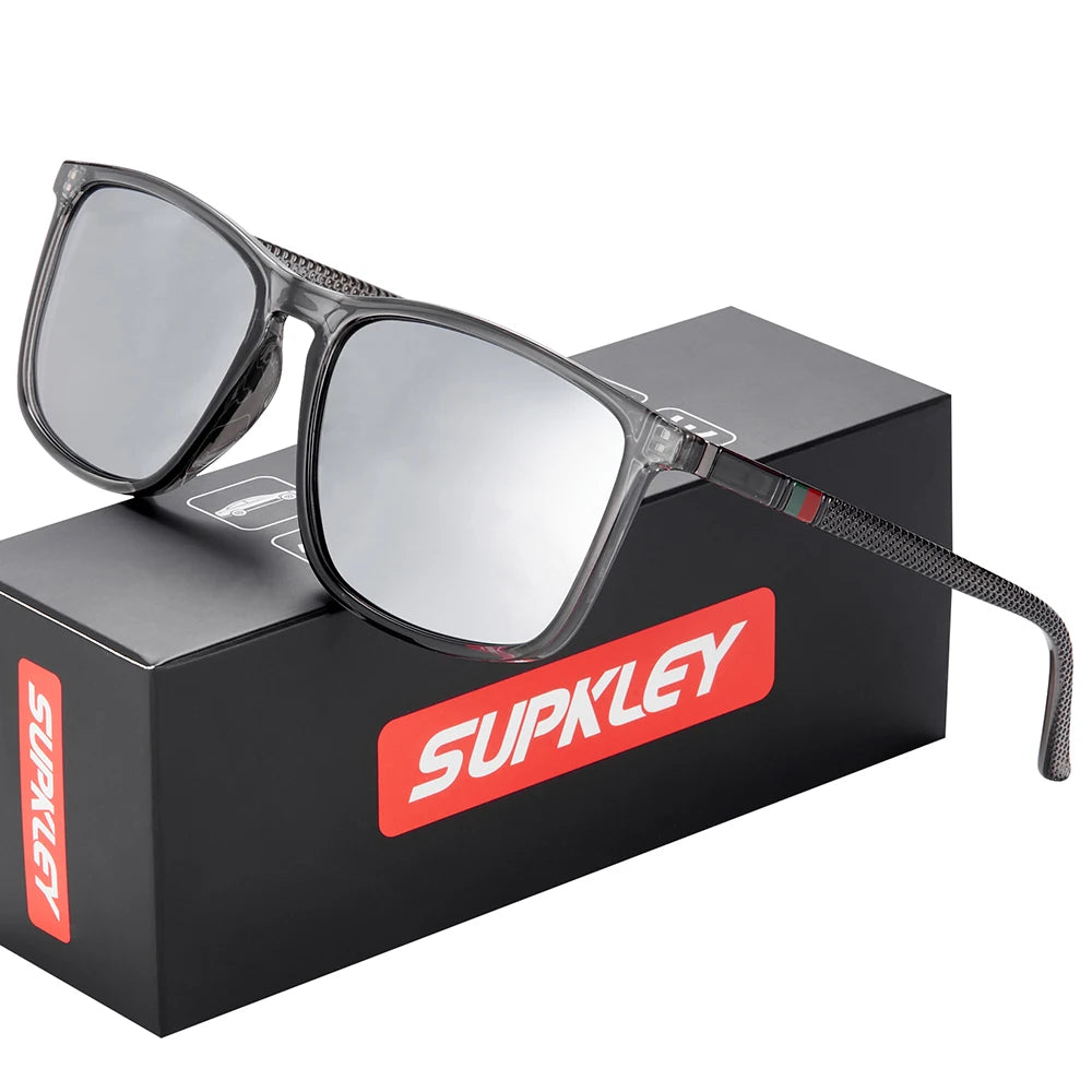 SUPKLEY Square Sunglasses for Men Polarized Light Weight Business Sun Glasses Women Driving Hiking Comfortable Eyewear Accessory