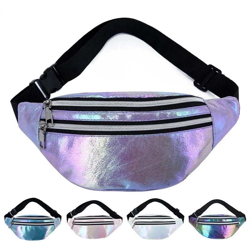 Men Women Fanny Waist Bag Pack Male Belt Pouch For Holographic Belly Banana Lady Kangaroo Bum Hip Side Sport Sachet Waistbag Sac