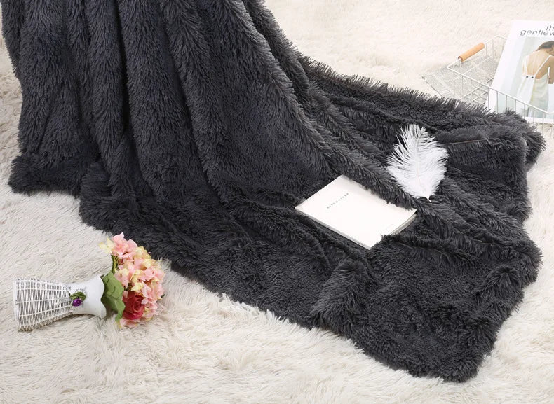 Shaggy Super Soft Coral Fleece Blanket Warm Cozy Bedding Blanket Fluffy Sofa Bedding Airplane Hotel Throw Sofa Pillowcases Sale