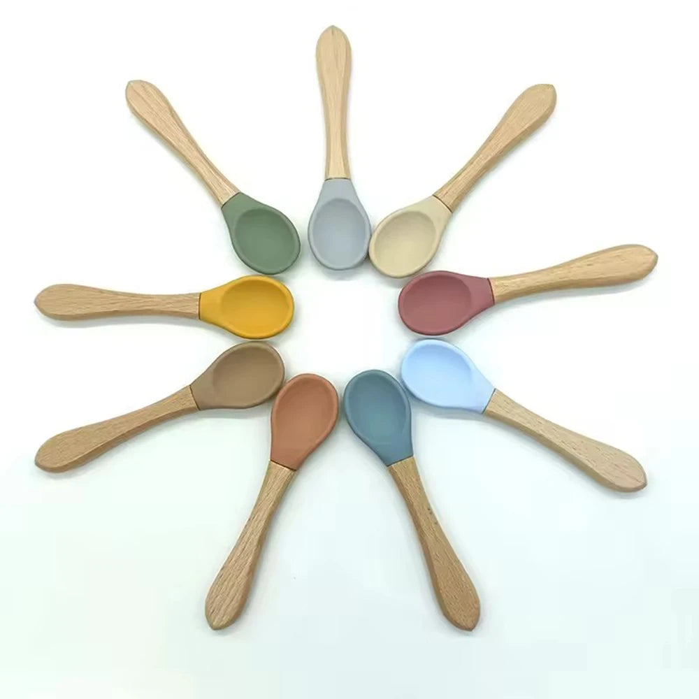 Food-grade Silicone Baby Products Baby Eating Spoon Training Water Spoon Children's Tableware Complementary Food Spoon Fork